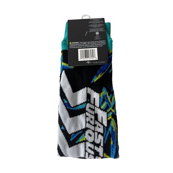 Racing Car Theme Socks Mens 6–13 Black Blue White Speed Stripe Crew NWT - Picture 2 of 5